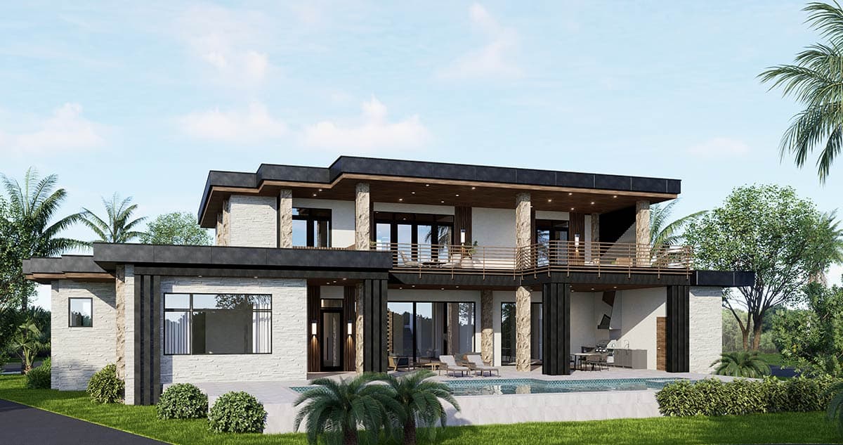 Plan 65795BS: Contemporary Florida Style House Plan with 6 Bedrooms and Rooftop Deck - Image #3 - Contemporary, Florida-Style, Modern