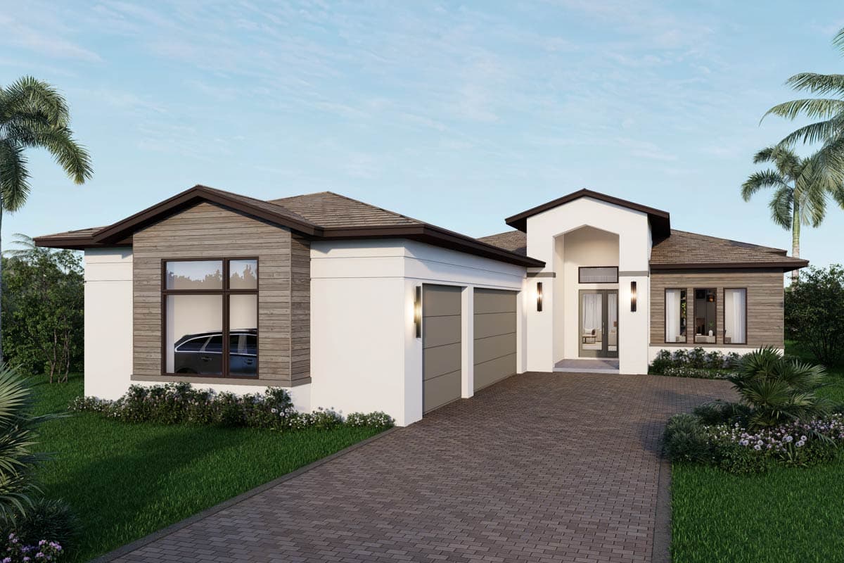 Plan image - 65804BS:Contemporary Florida Style House Plan with 3 Bedrooms and 3-Car Garage