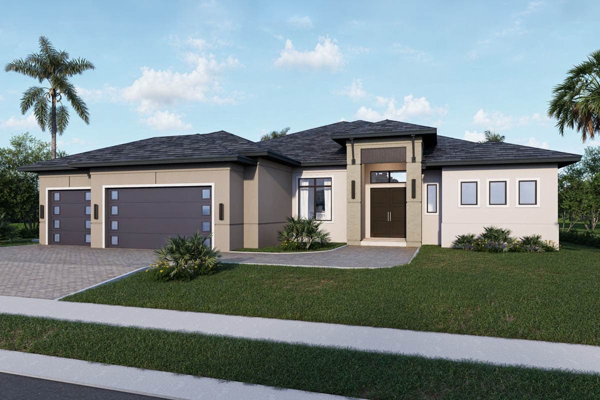 Plan 65807BS: Contemporary Coastal House Plan with Four Bedrooms and Three-Car Garage - Image #2 - Coastal, Contemporary, Florida-Style