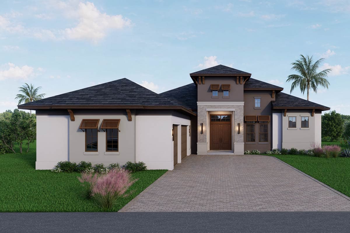 Plan image - 65810BS:Contemporary Transitional House Plan with 4 Bedrooms and Courtyard Entry