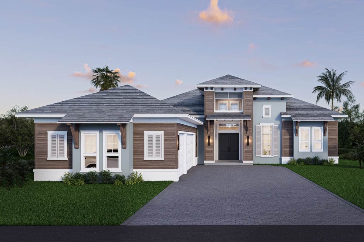 Plan image - 65811BS:Coastal Contemporary House Plan with Four Bedrooms and Expansive Lanai