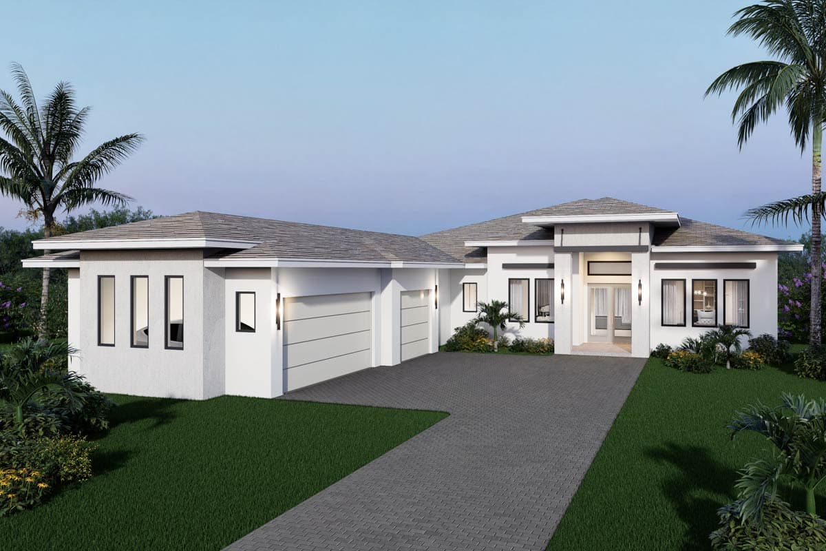Plan image - 65820BS:Contemporary Florida-Style House Plan with 4 Bedrooms and Lanai