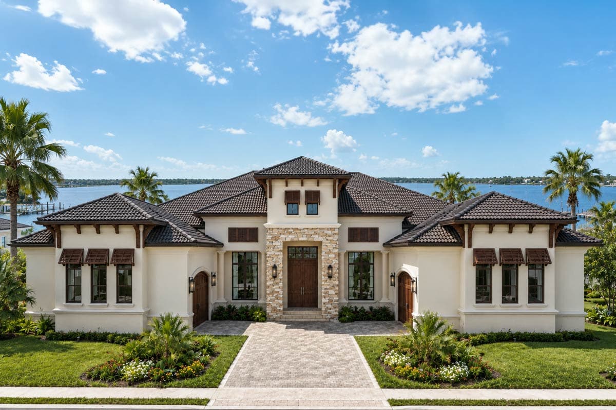 Plan image - 65822BS:Luxurious Coastal House Plan with Four Bedrooms and Four-Car Garage
