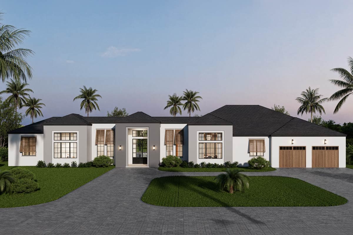 Plan image - 65823BS:Contemporary Florida-Style House Plan with 4 Bedrooms and Expansive Lanai