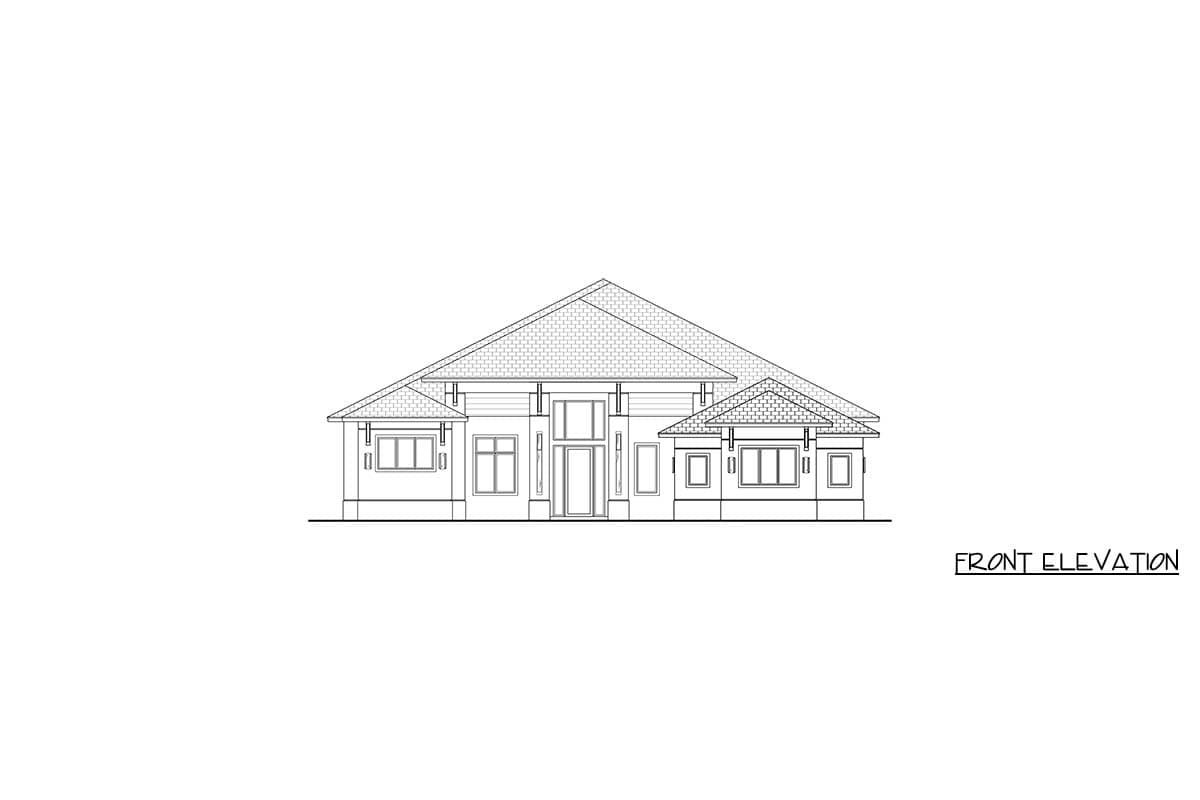 Plan 65824BS: Contemporary Four-Bedroom House Plan with Three-Car Courtyard Garage - Image #2 - Contemporary, Modern