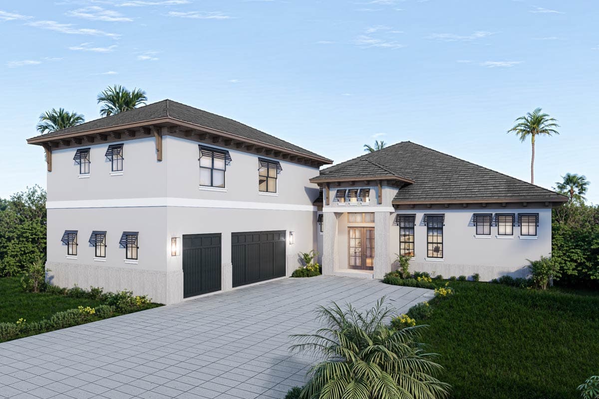 Plan image - 65828BS:Coastal Florida Style House Plan with 3 Bedrooms and Courtyard Entry