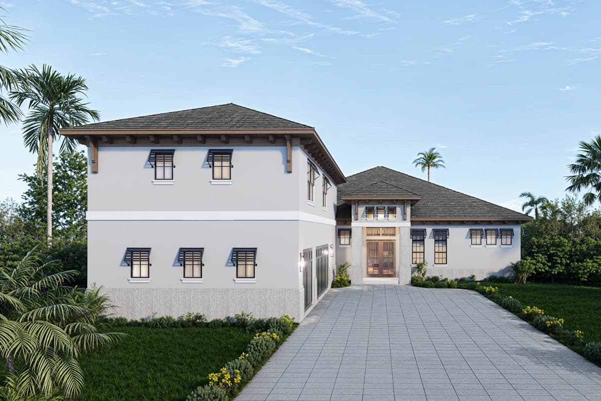 Plan 65828BS: Coastal Florida Style House Plan with 3 Bedrooms and Courtyard Entry - Image #2 - Coastal, Contemporary, Florida-Style