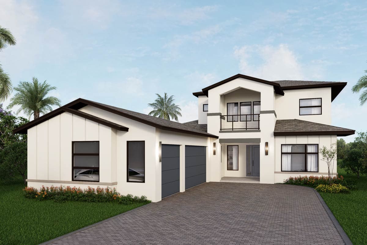 Plan image - 65838BS:Coastal Contemporary House Plan with Four Bedrooms and Three-Car Garage