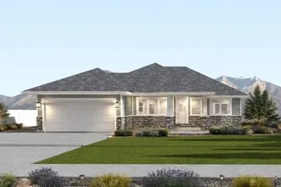 Craftsman Ranch House Plan with Three Bedrooms and Two-Car Garage