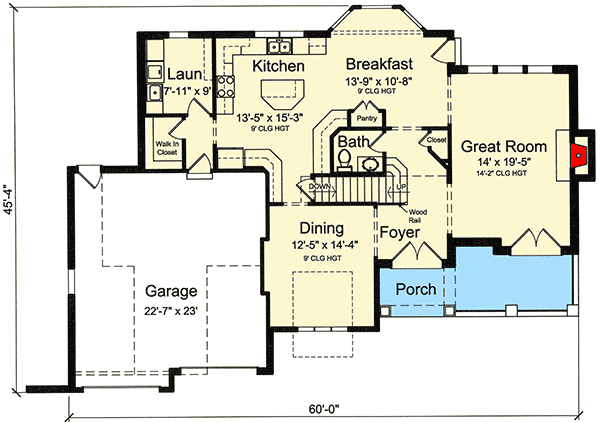 Plan 39234ST: European House Plan with Four Bedrooms - Floor Plan - Main Level - European, Traditional