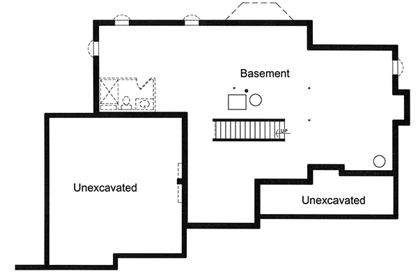 Plan 39234ST: European House Plan with Four Bedrooms - Floor Plan - Basement - European, Traditional