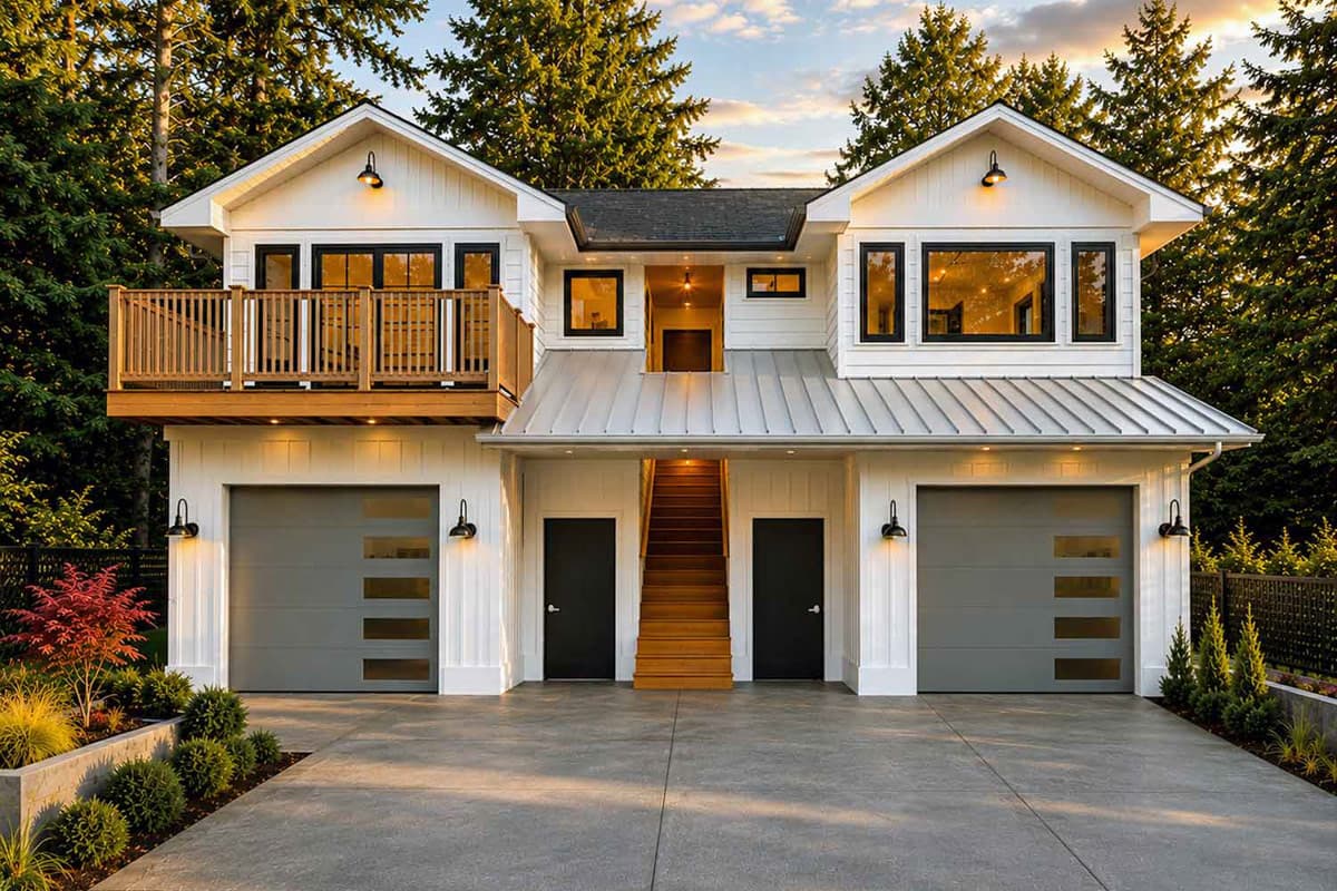 Plan image - 147075RML:Modern Farmhouse Carriage House Plan with Two Bedrooms and Workshop