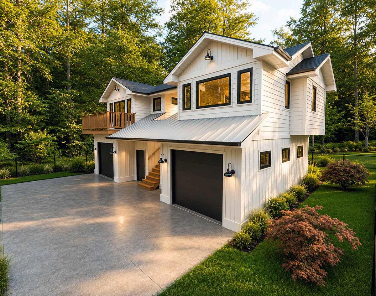 Plan 147075RML: Modern Farmhouse Carriage House Plan with Two Bedrooms and Workshop - Image #3 - Carriage, Modern Farmhouse, New American, Northwest, Vacation