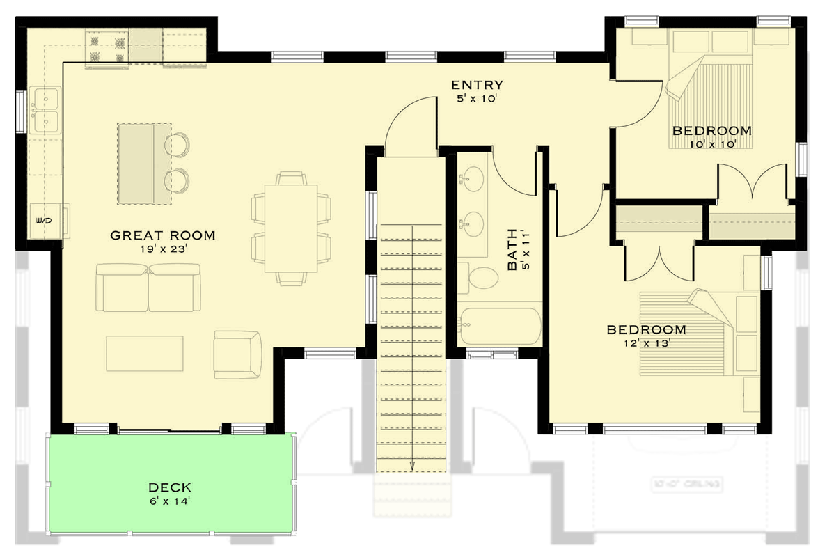 Plan 147075RML: Modern Farmhouse Carriage House Plan with Two Bedrooms and Workshop - Floor Plan - 2nd Level - Carriage, Modern Farmhouse, New American, Northwest, Vacation