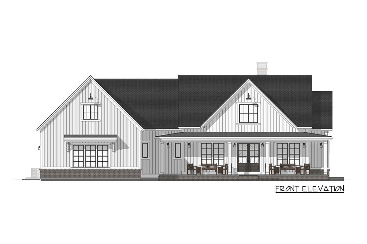 Plan 64572SC: 3-Bed Modern Farmhouse with Private Master Suite - Image #3 - Country, Farmhouse, Modern Farmhouse, Ranch