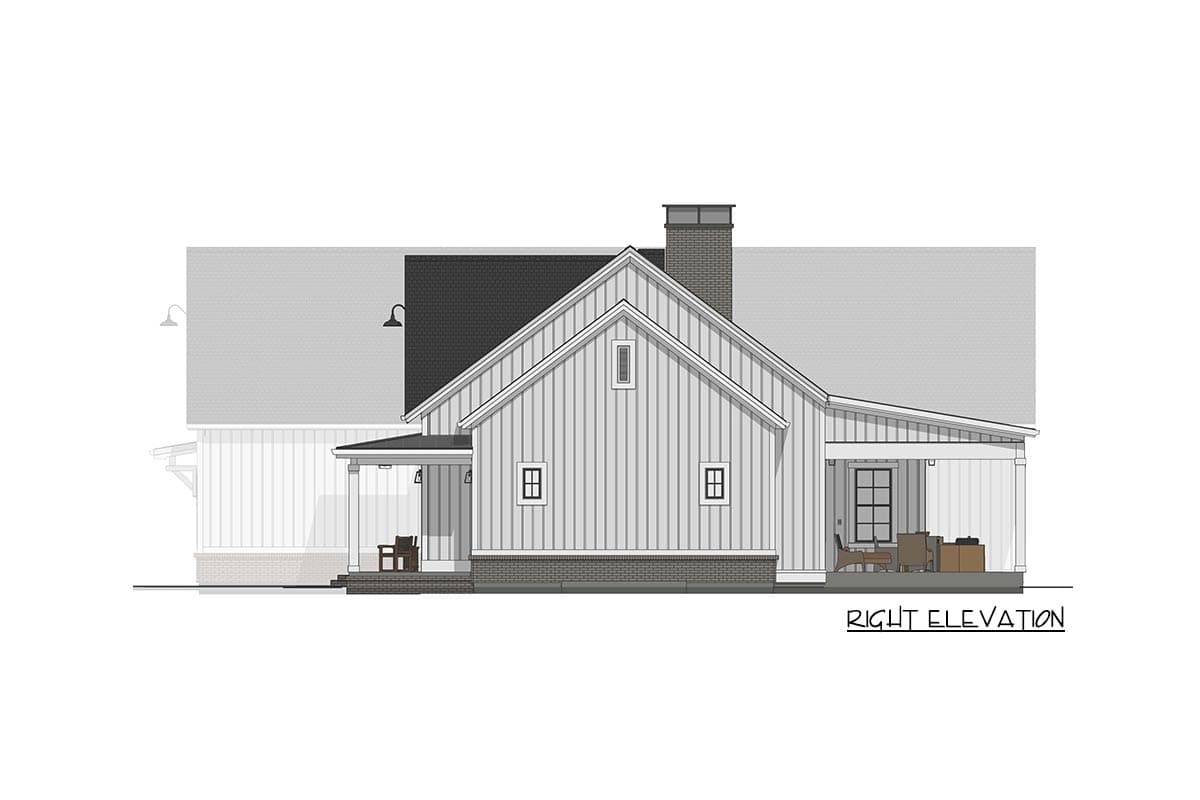 Plan 64572SC: 3-Bed Modern Farmhouse with Private Master Suite - Image #6 - Country, Farmhouse, Modern Farmhouse, Ranch