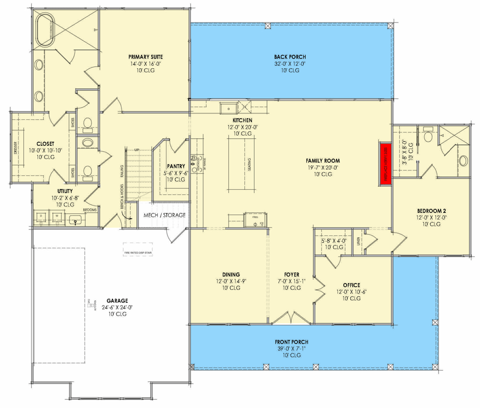 Plan 818218JSS: Modern Farmhouse House Plan with 4 Bedrooms and Wraparound Porch - Floor Plan - Image #9 - Country, Modern Farmhouse, New American, Traditional