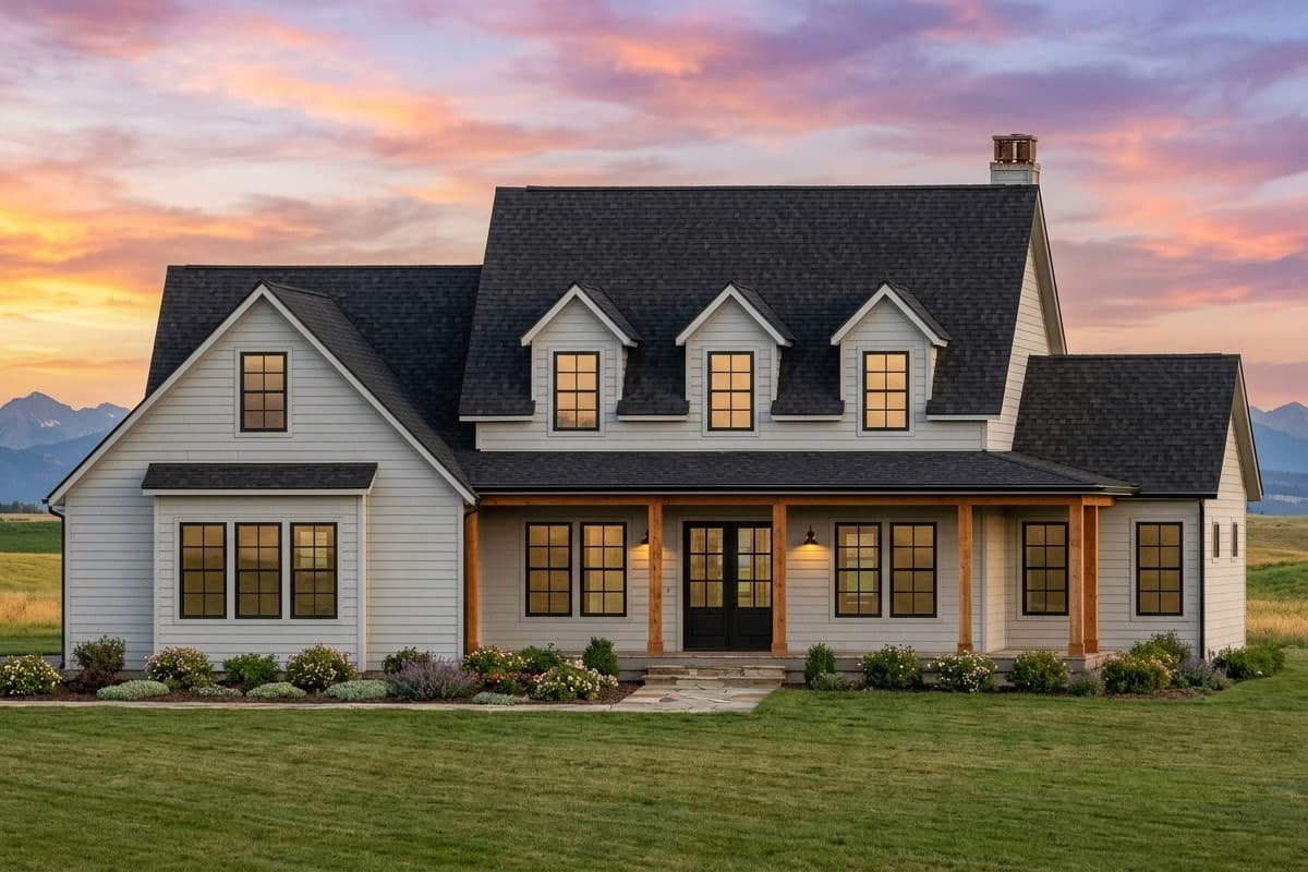 Plan 818218JSS: Modern Farmhouse House Plan with 4 Bedrooms and Wraparound Porch - Image #1 - Country, Modern Farmhouse, New American, Traditional