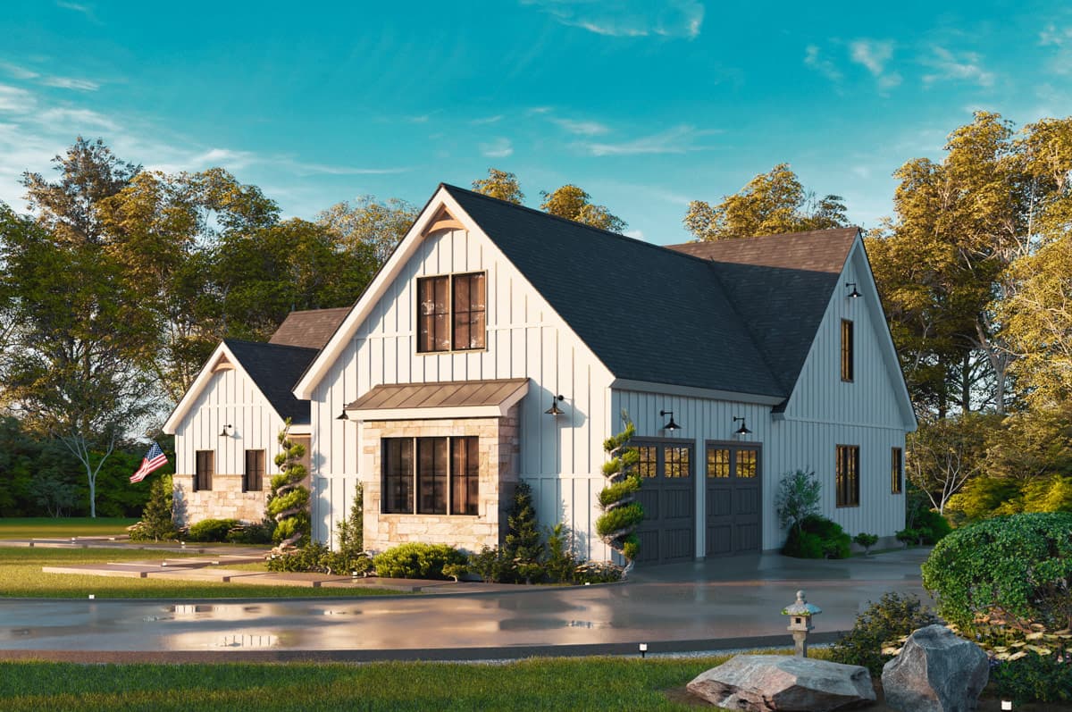 Plan 25992GE: Modern Farmhouse House Plan with 3 Bedrooms and Two-Car Garage - Image #3 - Country, Craftsman, Modern Farmhouse, Traditional