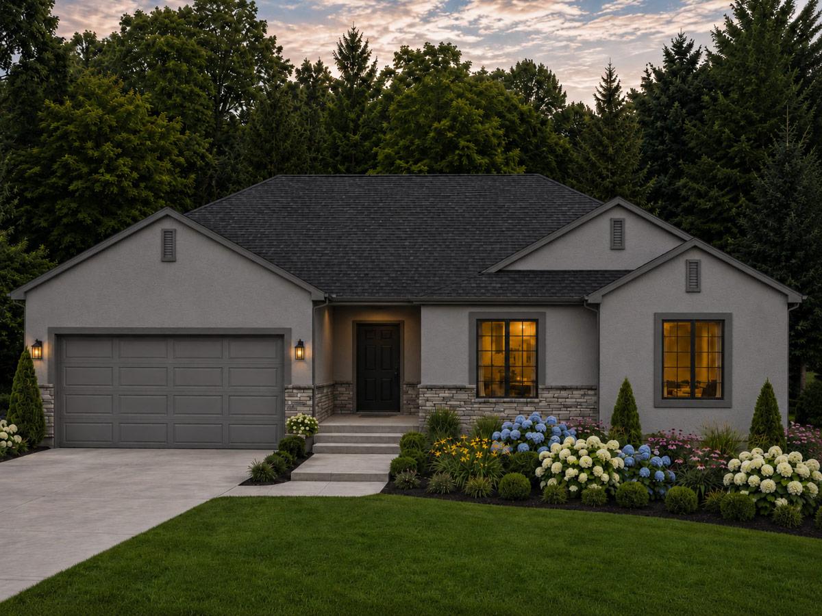 Plan 849145PGE: Contemporary Ranch House Plan with Three Bedrooms and Two-Car Garage - Image #2 - Craftsman, Ranch, Traditional