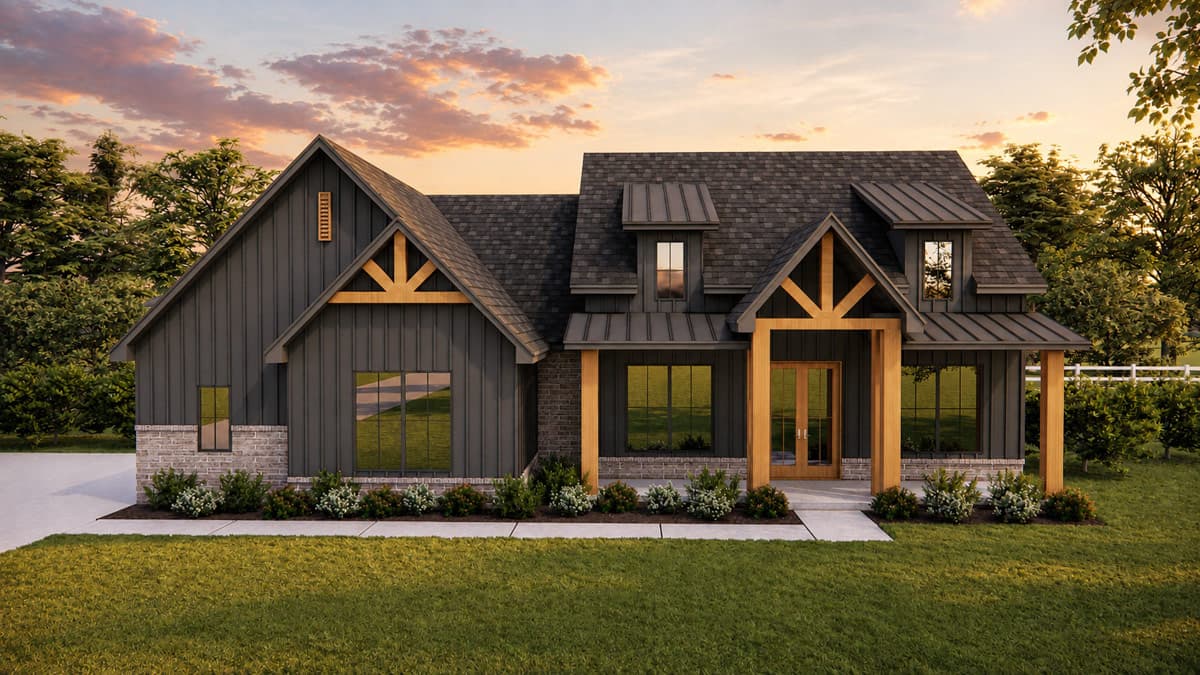Plan 880023HLN: Modern Farmhouse House Plan with 3-4 Bedrooms and Spacious Covered Porches - Image #3 - Country, Craftsman, Modern Farmhouse, New American, Transitional