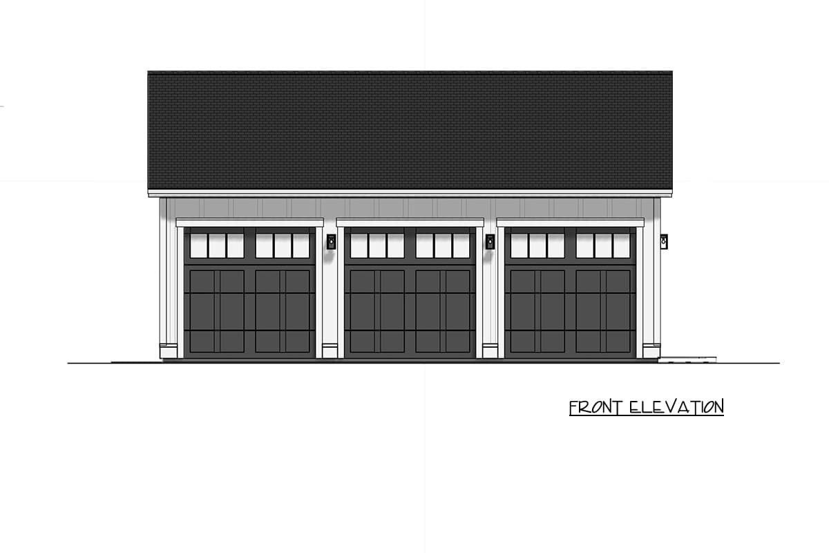 Plan 64573SC: Contemporary Three Car Garage Plan with Spacious Storage and High Ceilings - Image #2 - Contemporary