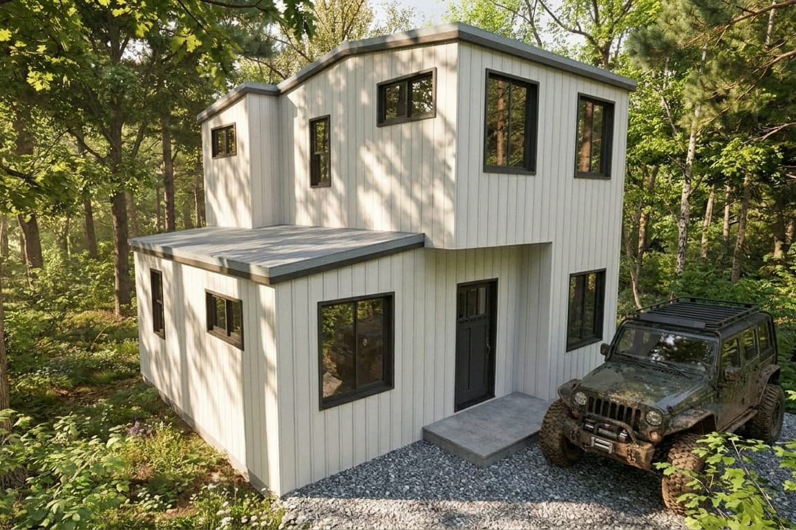 Plan image - 431008BOX:Compact Modern Two-Bedroom House Plan with Rooftop Deck