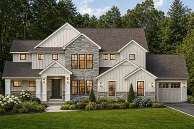 New American Farmhouse House Plan with 5 Bedrooms and 3-Car Garage