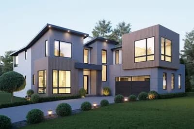 Contemporary Modern House Plan with 5 Bedrooms and Courtyard Entry