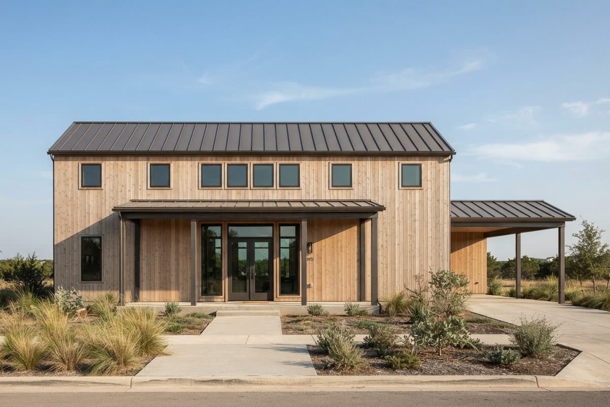 Plan 125014LEW: Modern Barndominium House Plan with 4 Bedrooms and Two-Story Great Room - Image #4 - Barndominium, Country, Modern Farmhouse, New American