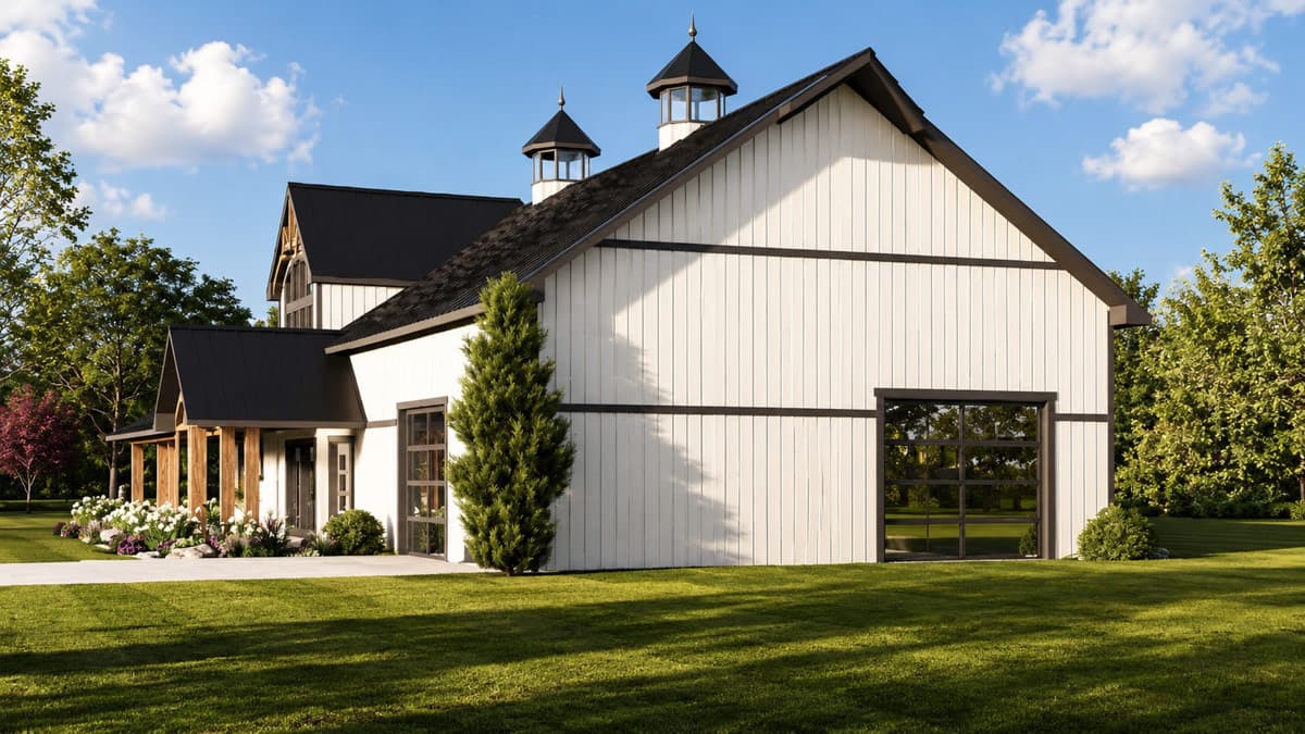 Plan 135459GRA: Modern Farmhouse Barndominium House Plan with 3 Bedrooms and 3-Car Garage - Image #3 - Barndominium, Country, Craftsman, Modern Farmhouse, New American