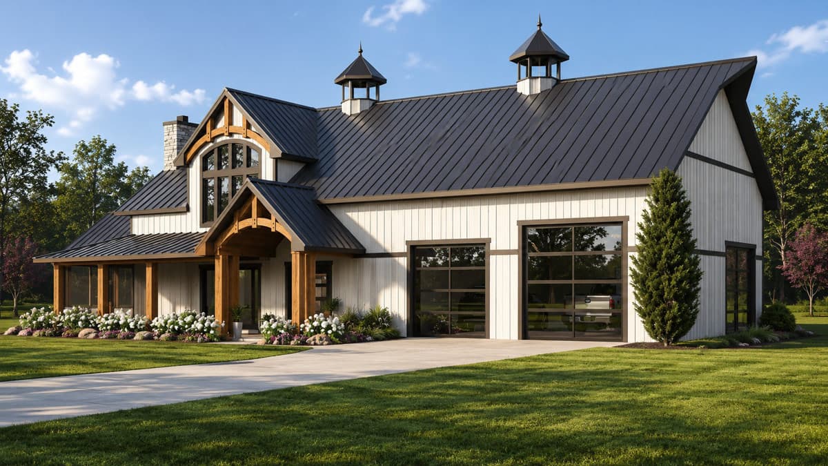 Plan 135459GRA: Modern Farmhouse Barndominium House Plan with 3 Bedrooms and 3-Car Garage - Image #2 - Barndominium, Country, Craftsman, Modern Farmhouse, New American