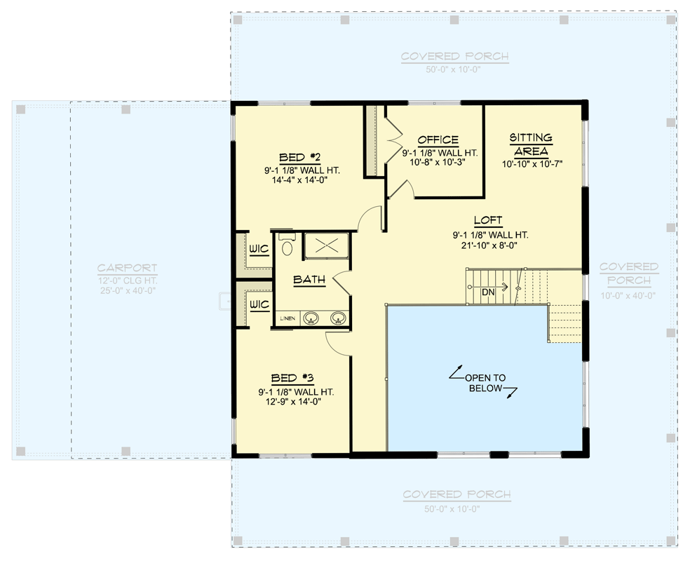 Plan 135460GRA: Modern Farmhouse House Plan with Three Bedrooms and Wraparound Porch - Floor Plan - 2nd Level - Barndominium, Country, Craftsman, Modern Farmhouse, New American