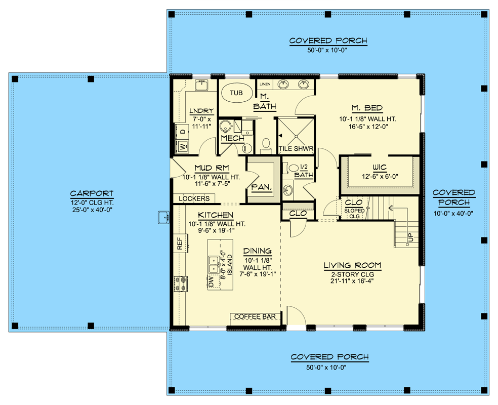 Plan 135460GRA: Modern Farmhouse House Plan with Three Bedrooms and Wraparound Porch - Floor Plan - Main Level - Barndominium, Country, Craftsman, Modern Farmhouse, New American
