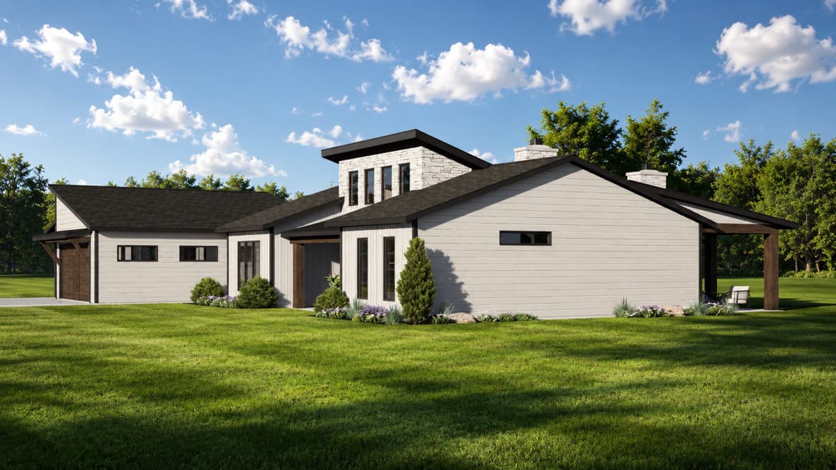 Plan 135461GRA: Modern House Plan with 3-Car Garage and Split Bedrooms - Image #2 - Contemporary, Modern, Northwest, Ranch
