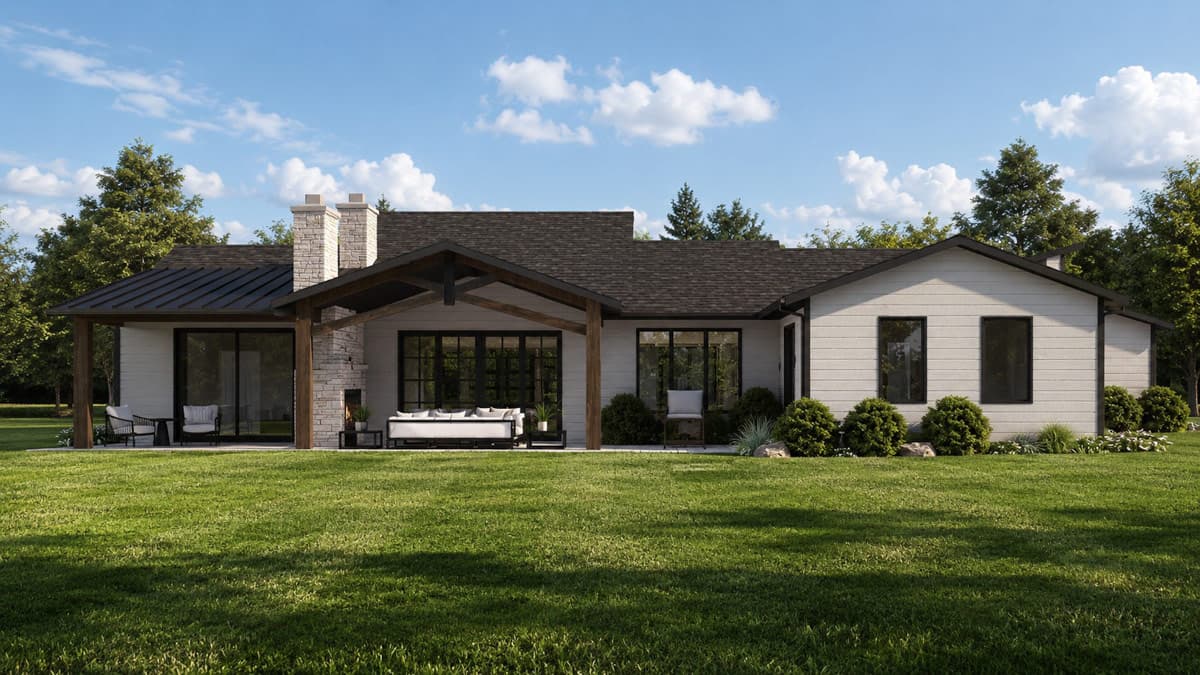 Plan 135461GRA: Modern House Plan with 3-Car Garage and Split Bedrooms - Image #4 - Contemporary, Modern, Northwest, Ranch