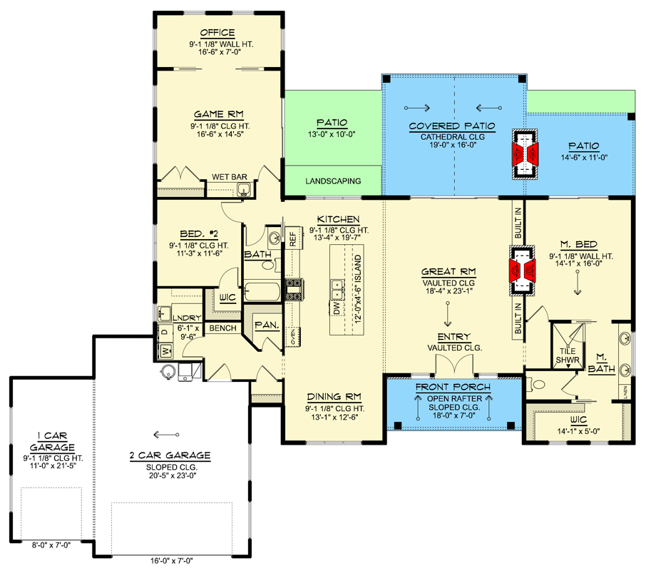 Plan 135461GRA: Modern House Plan with 3-Car Garage and Split Bedrooms - Floor Plan - Image #17 - Contemporary, Modern, Northwest, Ranch