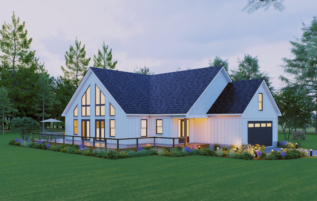 Plan 680696VR: Modern Farmhouse House Plan with 3 Bedrooms and Wraparound Porch - Image #2 - Country, Farmhouse, Modern Farmhouse