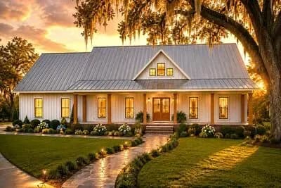 Flexible 4-Bed Modern Farmhouse Ranch with Vaulted Cathedral Ceiling in Great Room