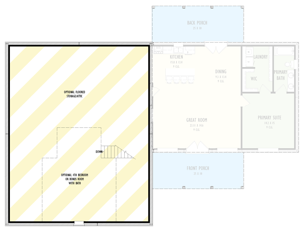 Plan 777078MTL: Modern Barndominium House Plan with Three Bedrooms and Attached Garage - Floor Plan - 2nd Level - Barndominium