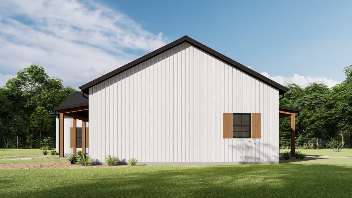 Plan 777078MTL: Modern Barndominium House Plan with Three Bedrooms and Attached Garage - Image #2 - Barndominium