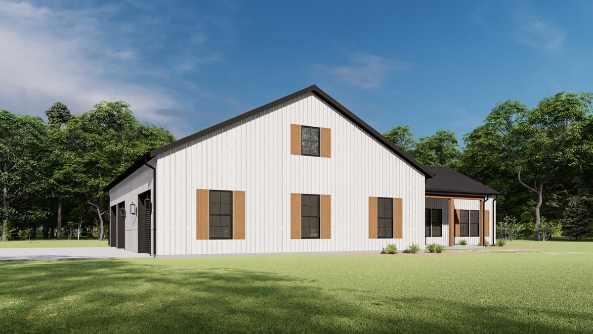 Plan 777078MTL: Modern Barndominium House Plan with Three Bedrooms and Attached Garage - Image #6 - Barndominium