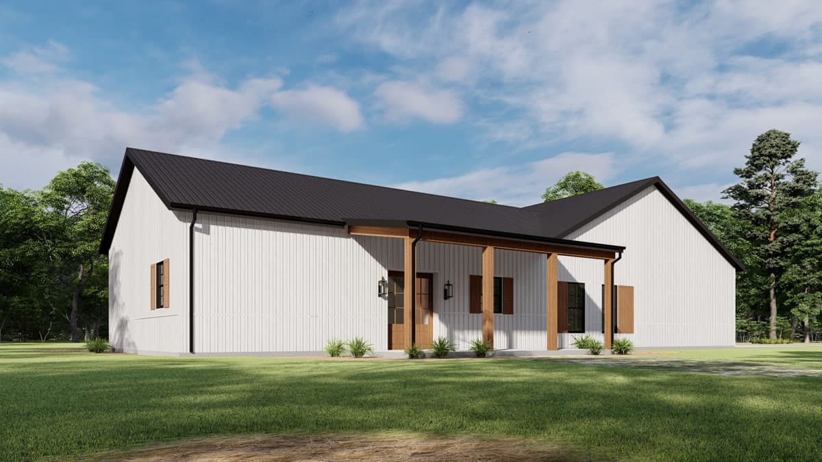Plan 777078MTL: Modern Barndominium House Plan with Three Bedrooms and Attached Garage - Image #3 - Barndominium