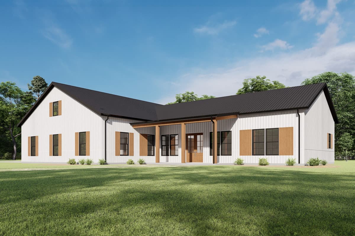 Plan image - 777078MTL:Modern Barndominium House Plan with Three Bedrooms and Attached Garage