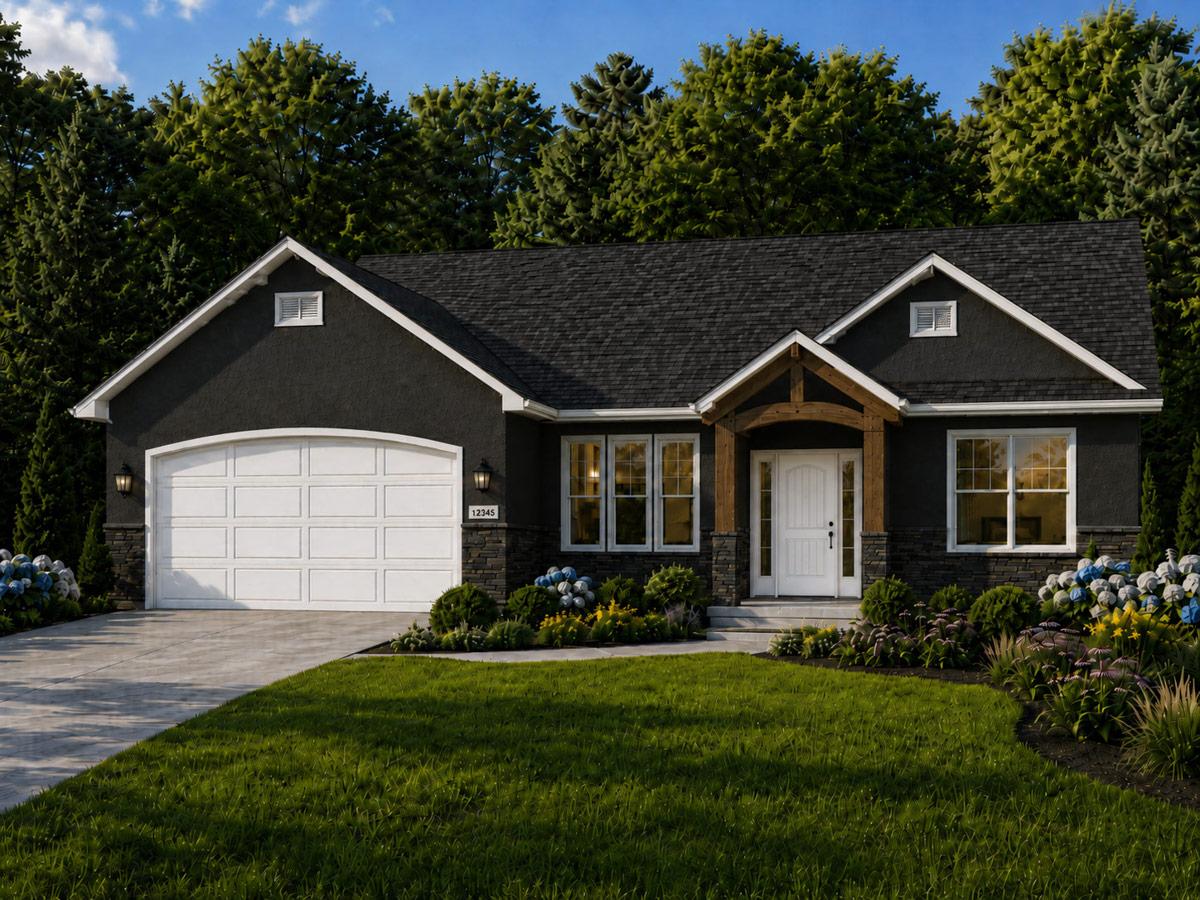 Plan 849150PGE: Charming Three Bedroom Craftsman Ranch House Plan with Two Car Garage - Image #2 - Craftsman, Ranch, Traditional