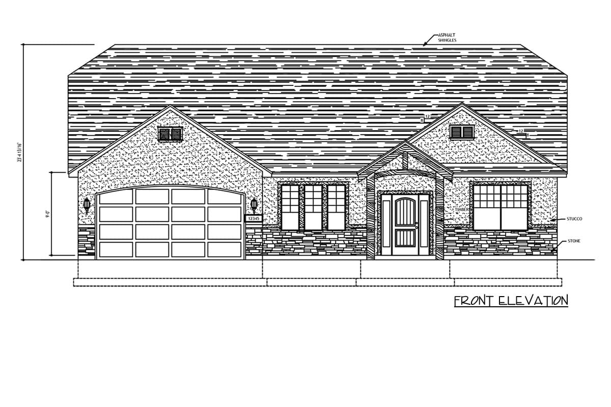 Plan 849150PGE: Charming Three Bedroom Craftsman Ranch House Plan with Two Car Garage - Image #4 - Craftsman, Ranch, Traditional
