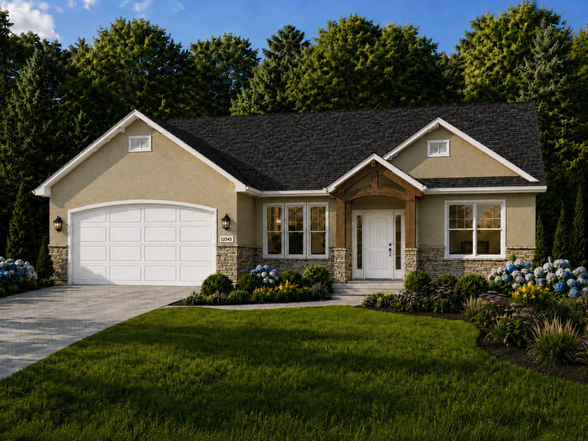Plan 849150PGE: Charming Three Bedroom Craftsman Ranch House Plan with Two Car Garage - Image #3 - Craftsman, Ranch, Traditional