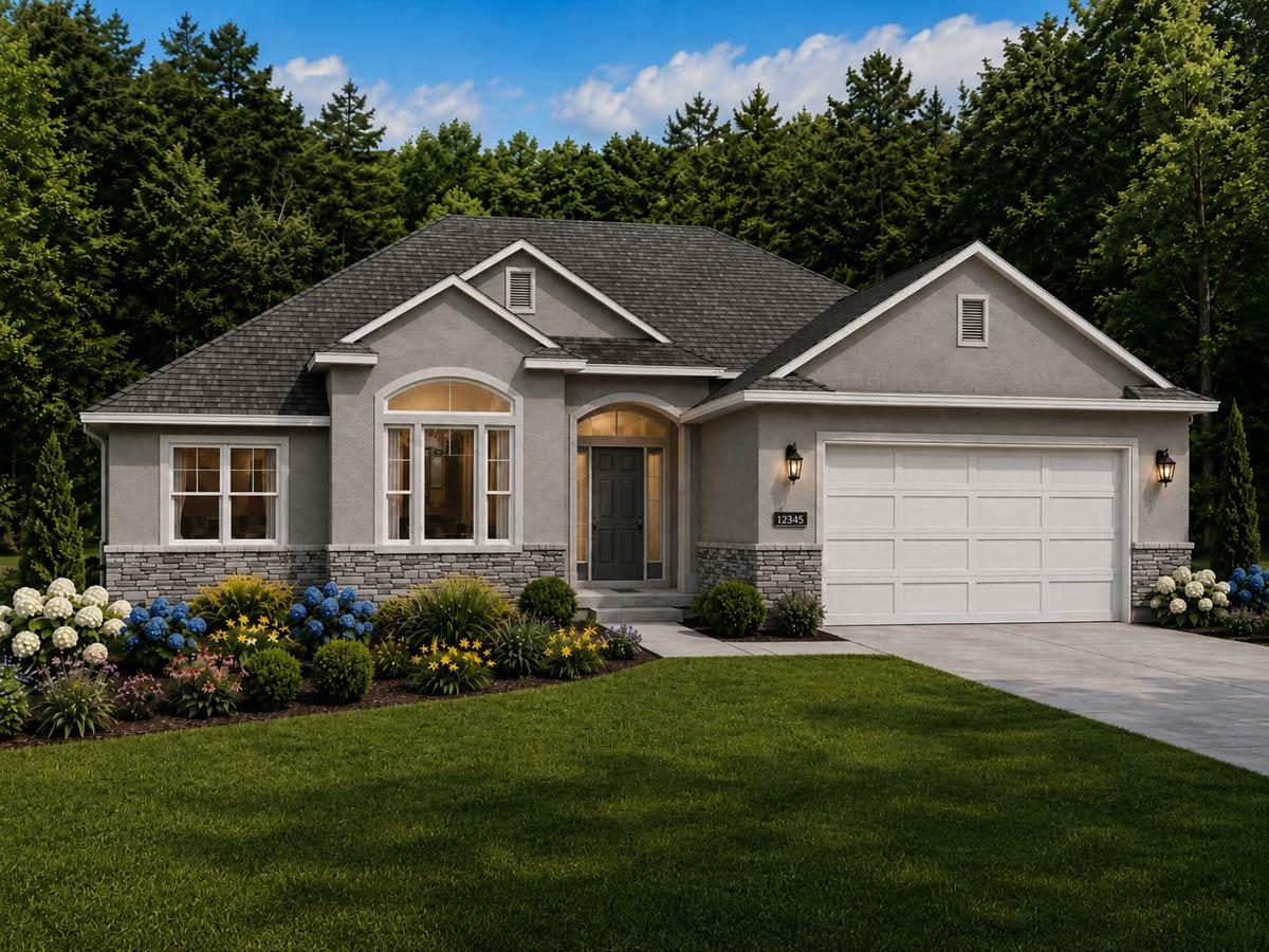 Plan 849151PGE: Three Bedroom Traditional Ranch House Plan with Two Car Garage - Image #2 - Ranch, Traditional