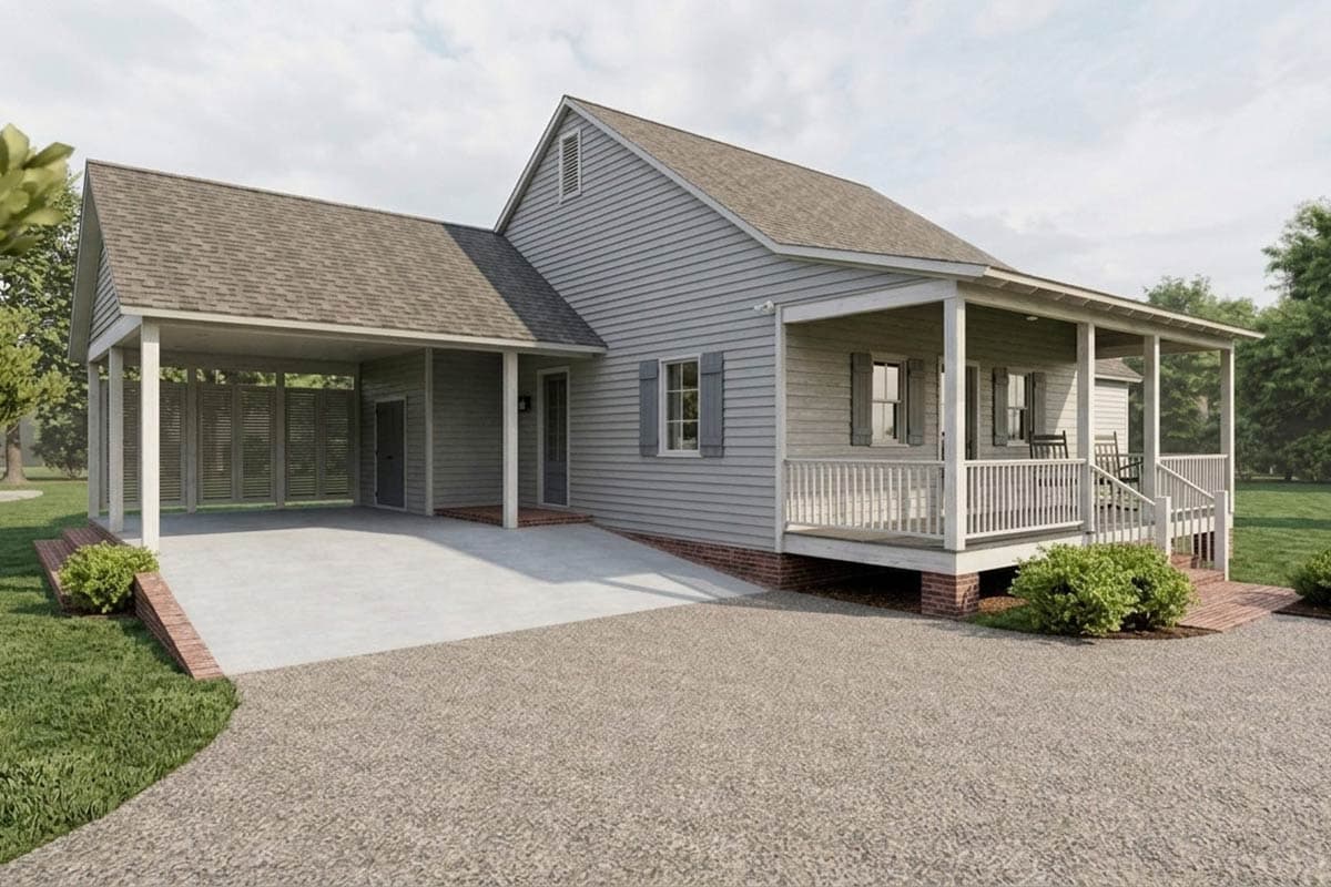 Plan image - 774010MWK:Charming Southern Cottage House Plan with 2 Bed, Carport, and Front Porch
