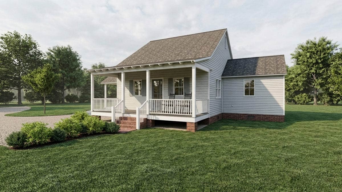 Plan 774010MWK: Charming Southern Cottage House Plan with 2 Bed, Carport, and Front Porch - Image #2 - Cottage, Country, Modern Farmhouse, Southern, Traditional